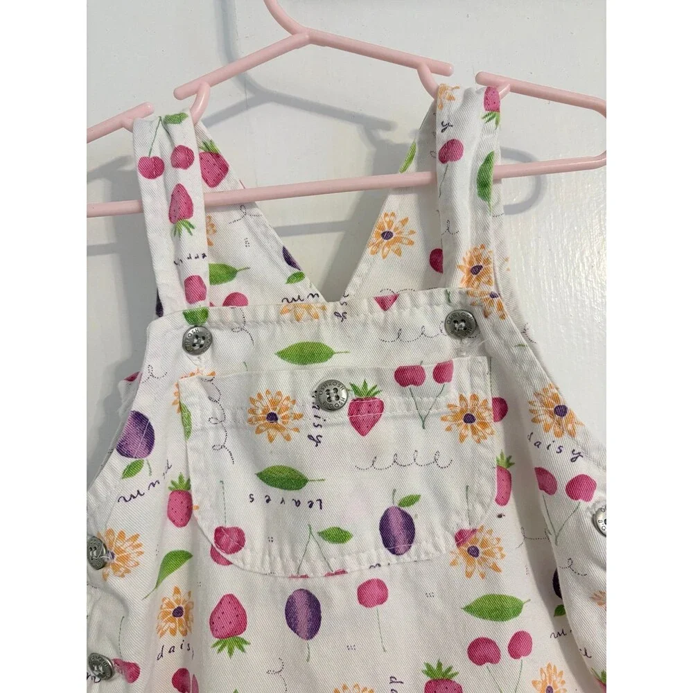 Oshkosh B'gosh Vintage 90's fruit and floral print overall white dress Size 5